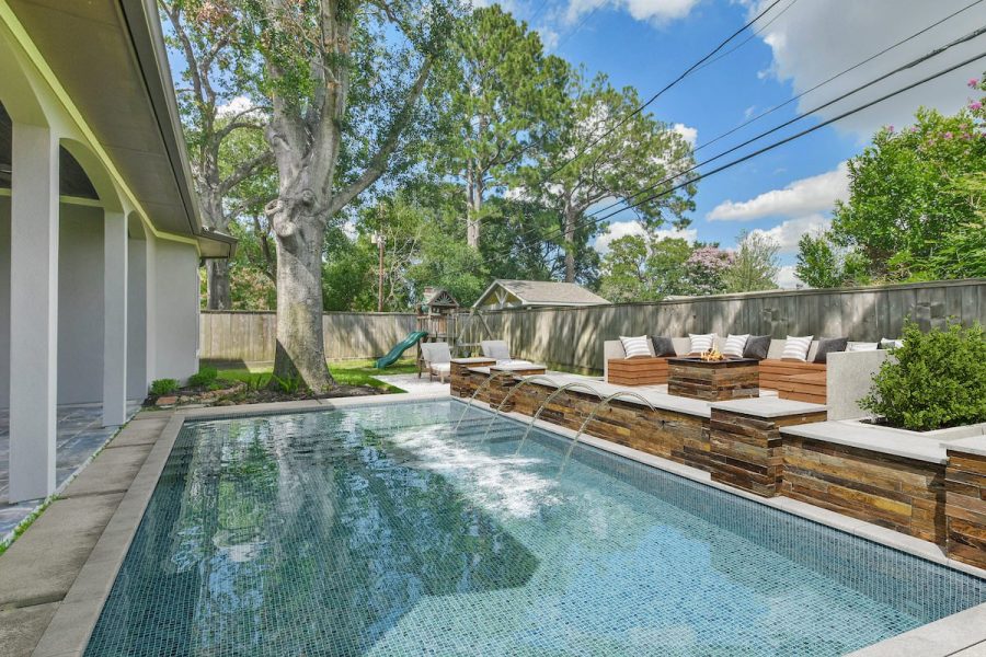 3d renovation of a pool in a backyard