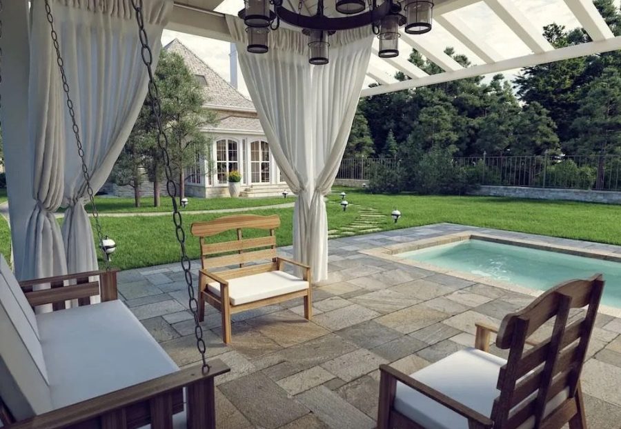 3d rendering of a backyard and a pool in california