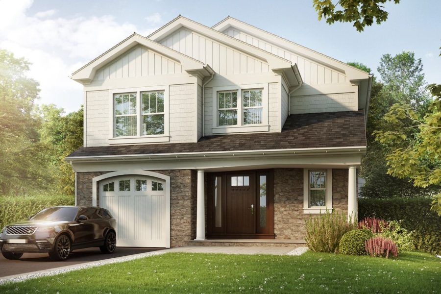 3d rendering front elevation of a home in new york