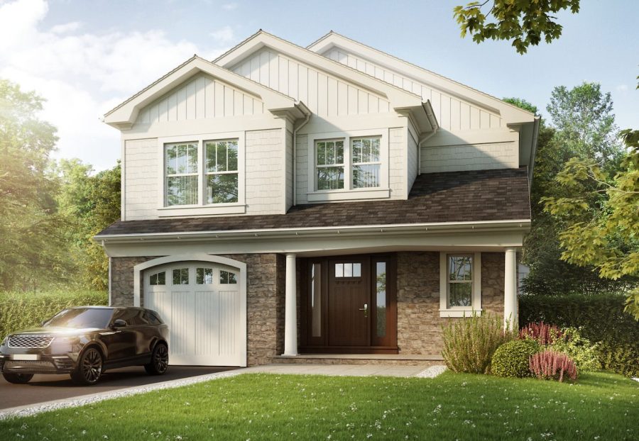 3d rendering front elevation of a home in new york