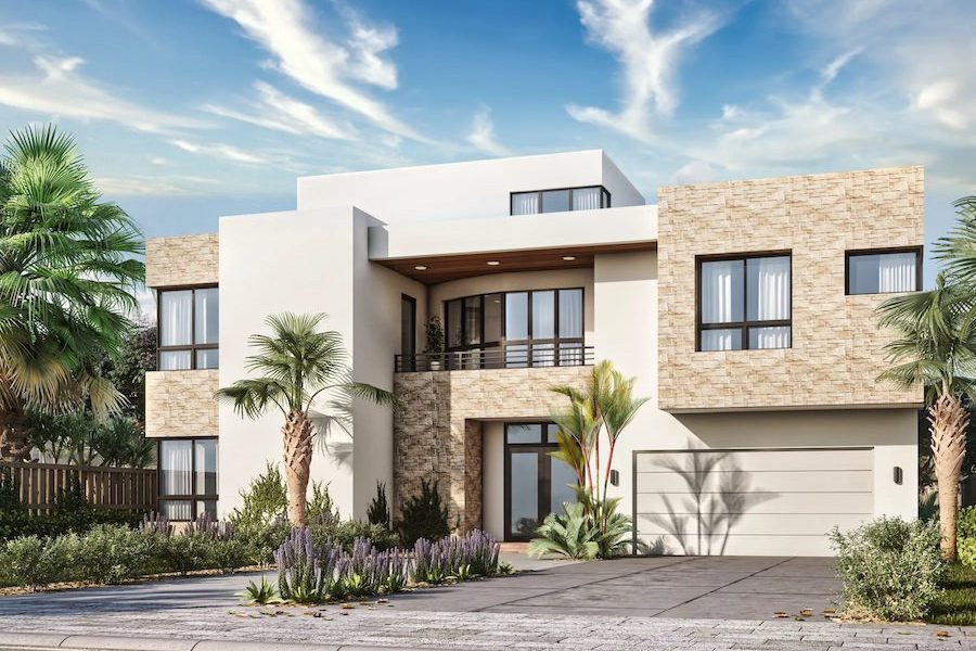 3d rendering of a front elevation for a single family in florida