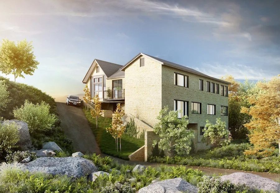 3d rendering of a home near the mountains of california