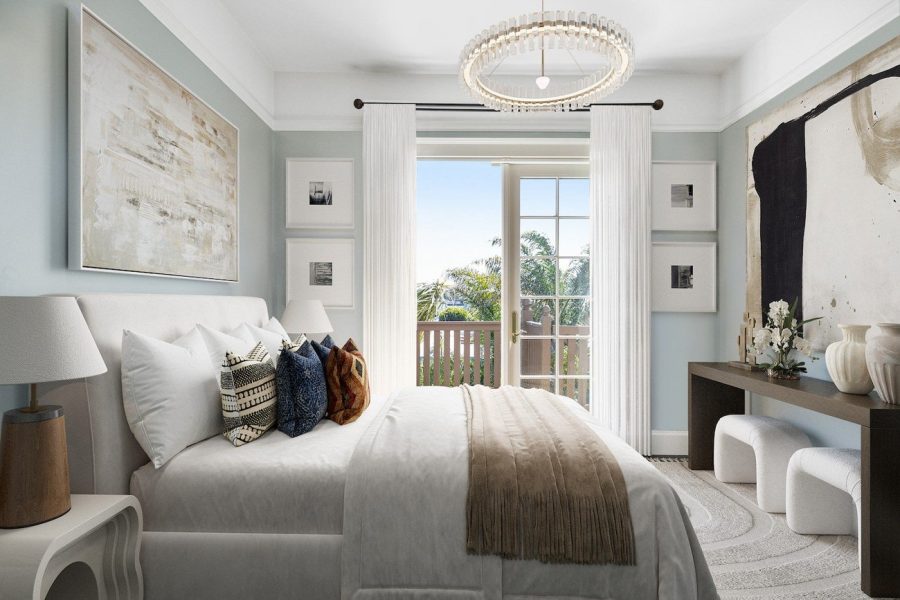 San Francisco bedroom digitally enhanced with new furniture replacement staging in california