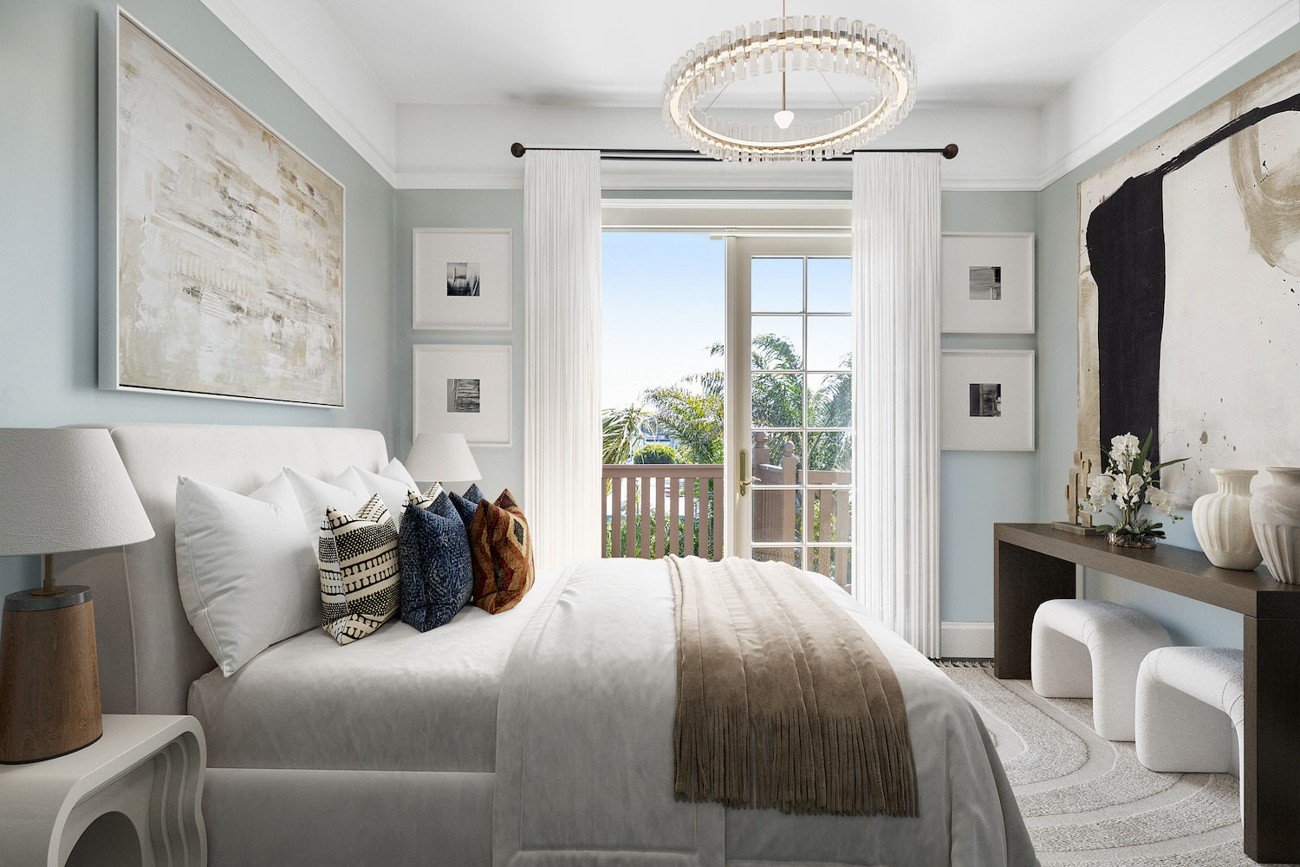 San Francisco bedroom digitally enhanced with new furniture replacement staging in california