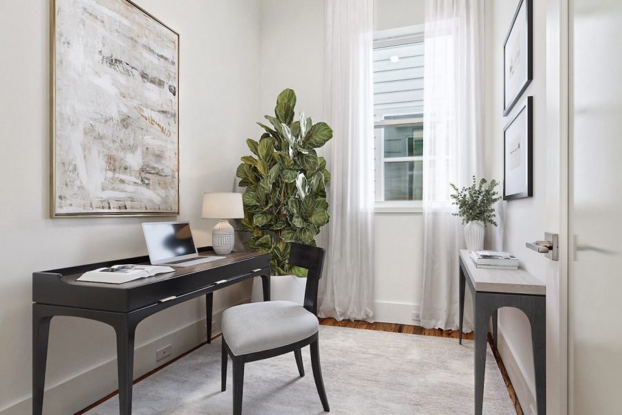 virtual staging of an office using luxe style