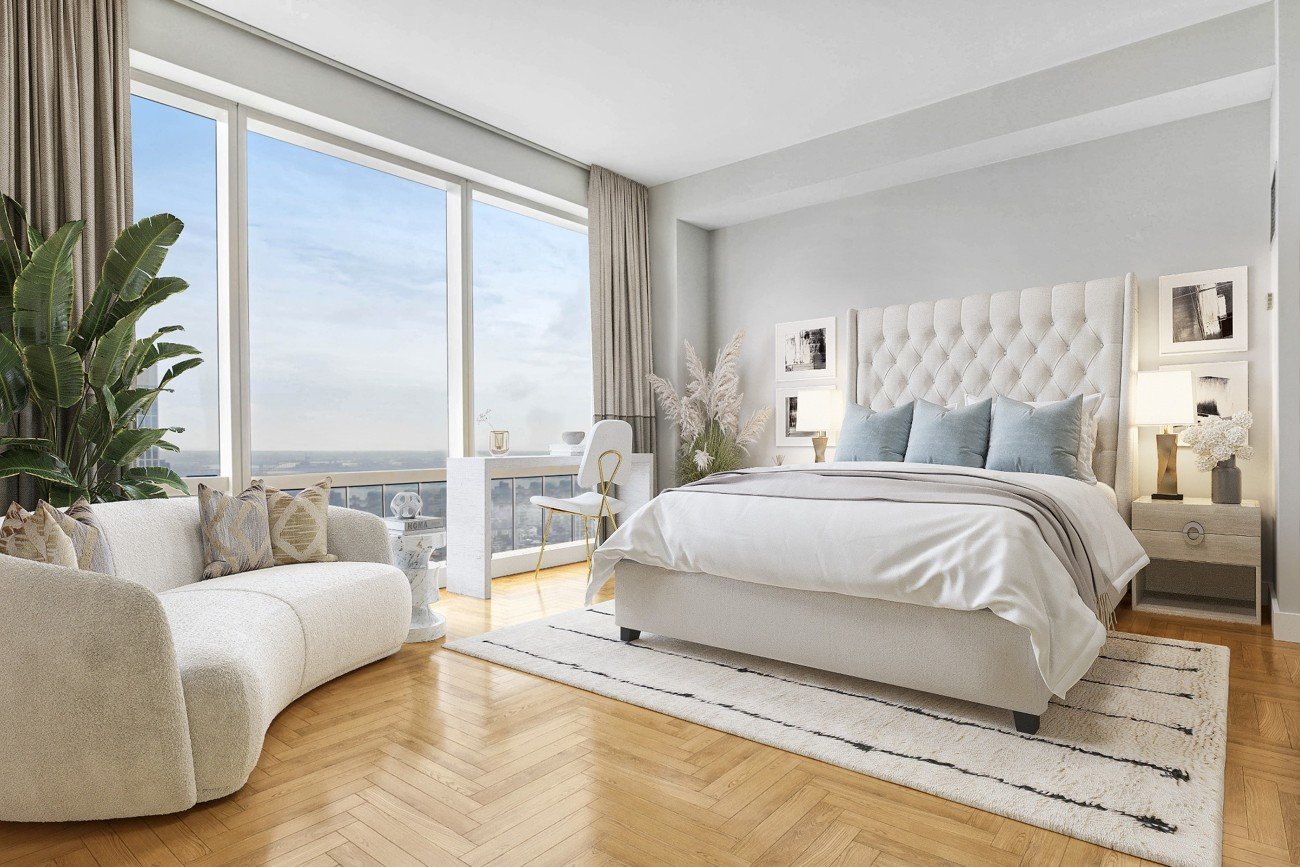 Lux Deco style bedroom transformation through furniture replacement and virtual staging.