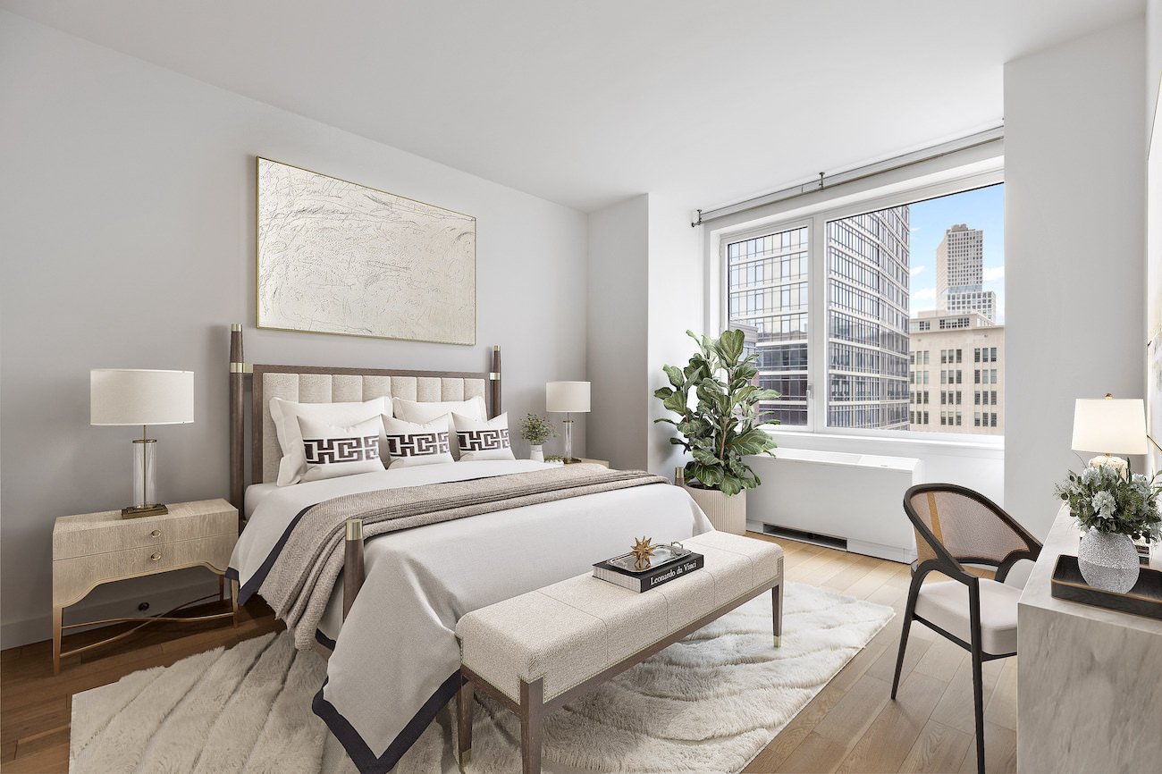 New York City virtual staging bedroom using transitional furniture in an apartment