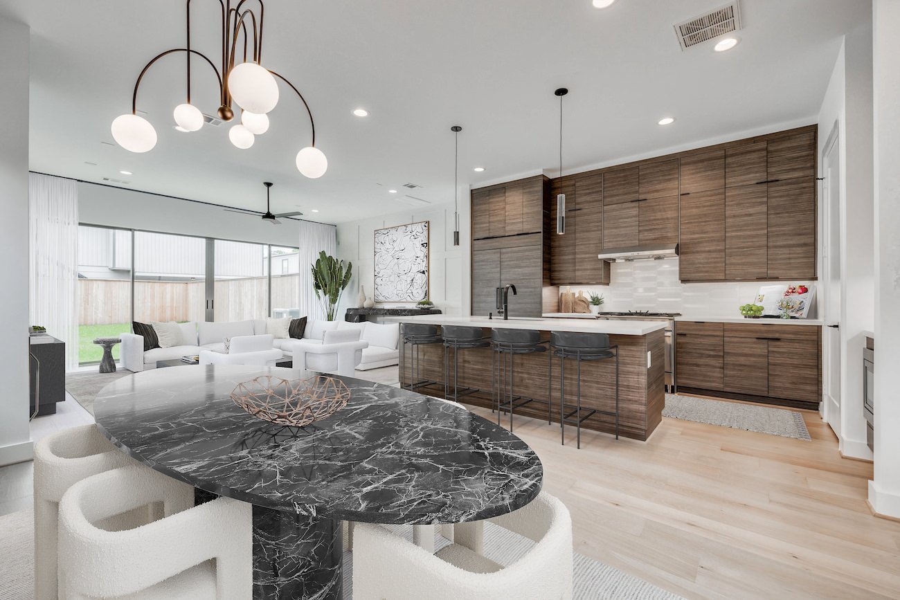 virtual staging living and dining room using contemporary furniture in texas