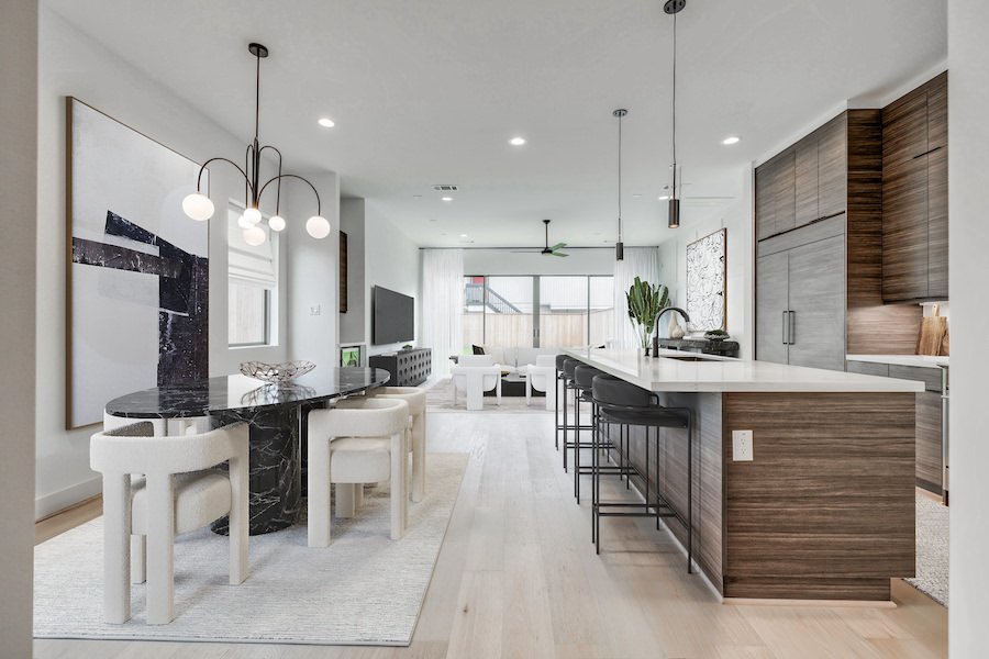 virtual staging dining / living / kitchen area contemporary furniture