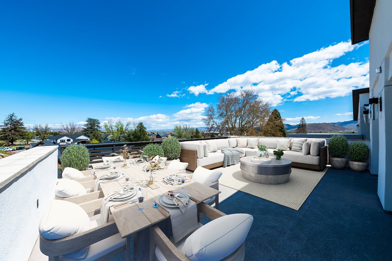 virtually staged exterior deck showing skyline