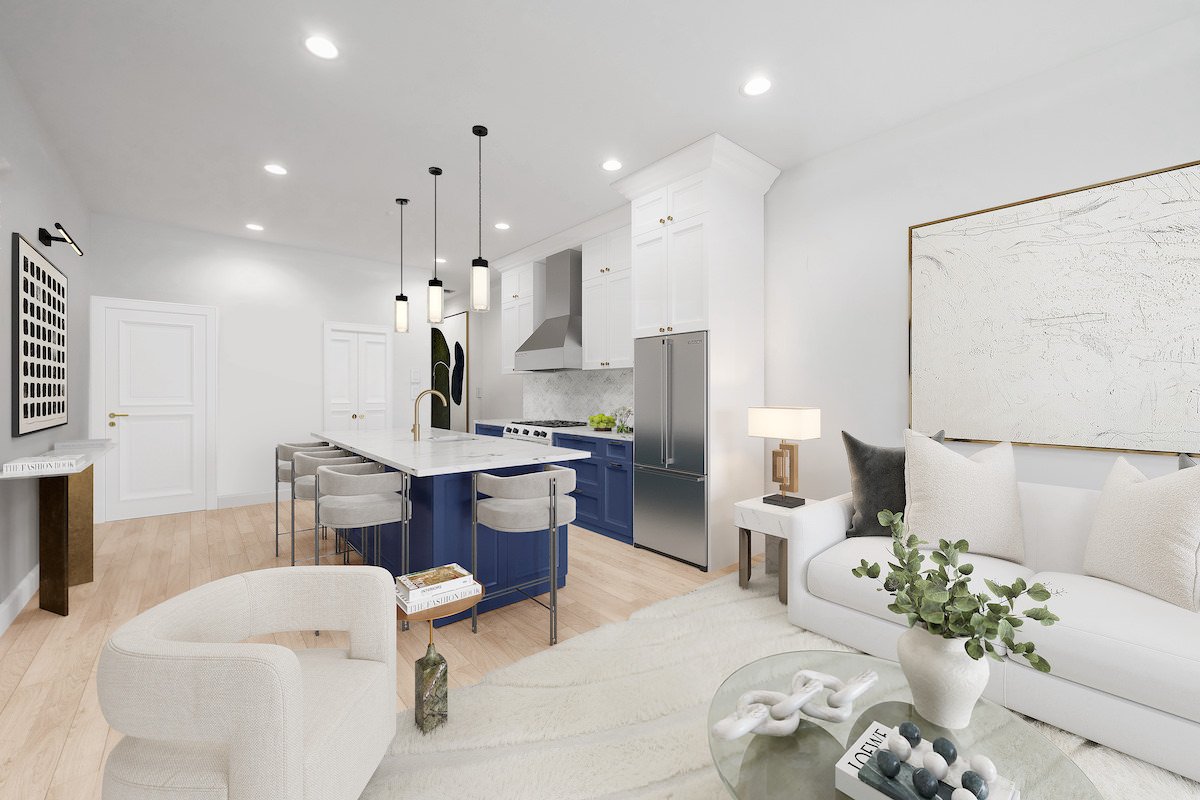 virtual renovation of a living space and kitchen