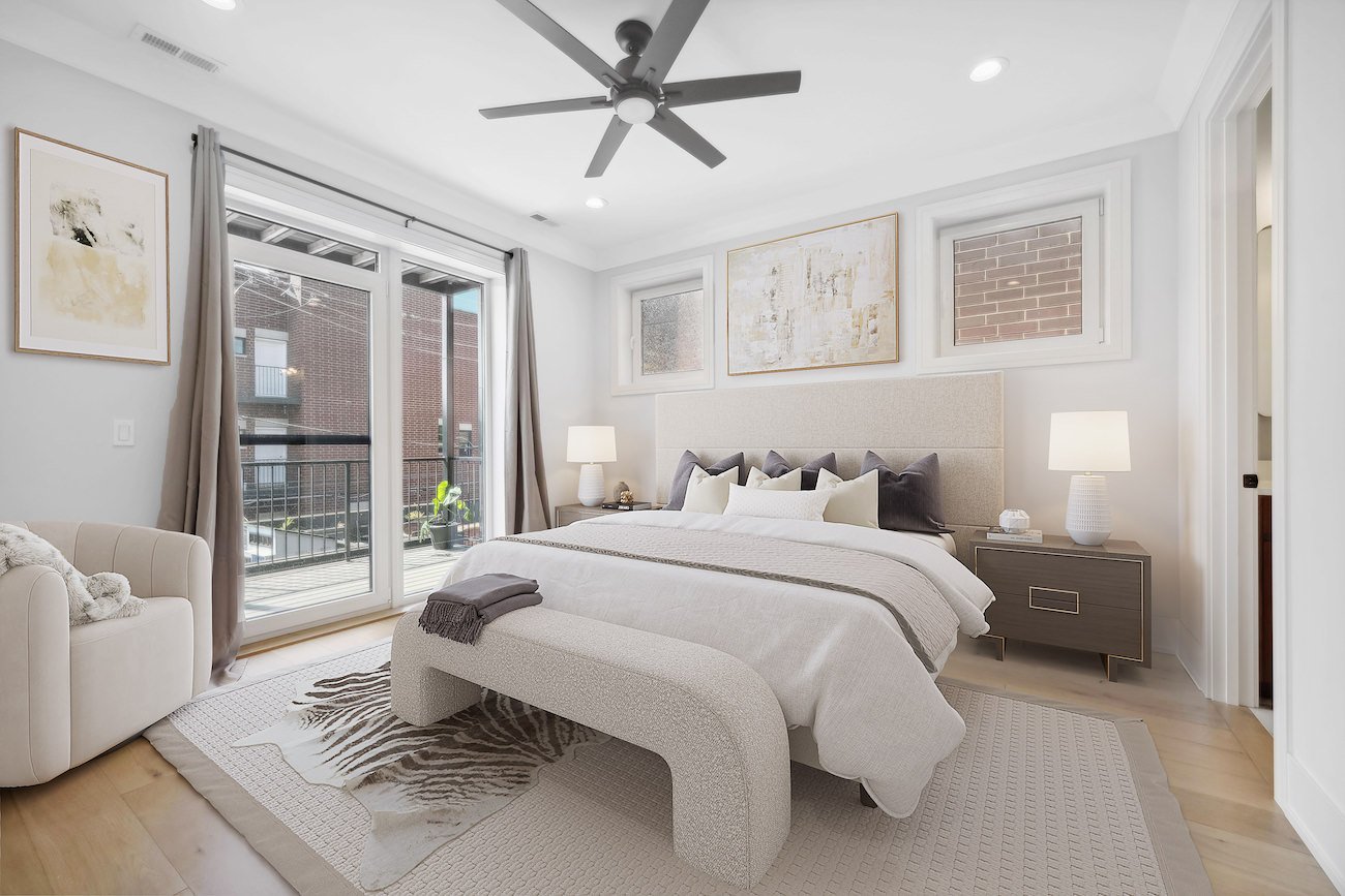 virtual staging bedroom with contemporary furniture in Chicago