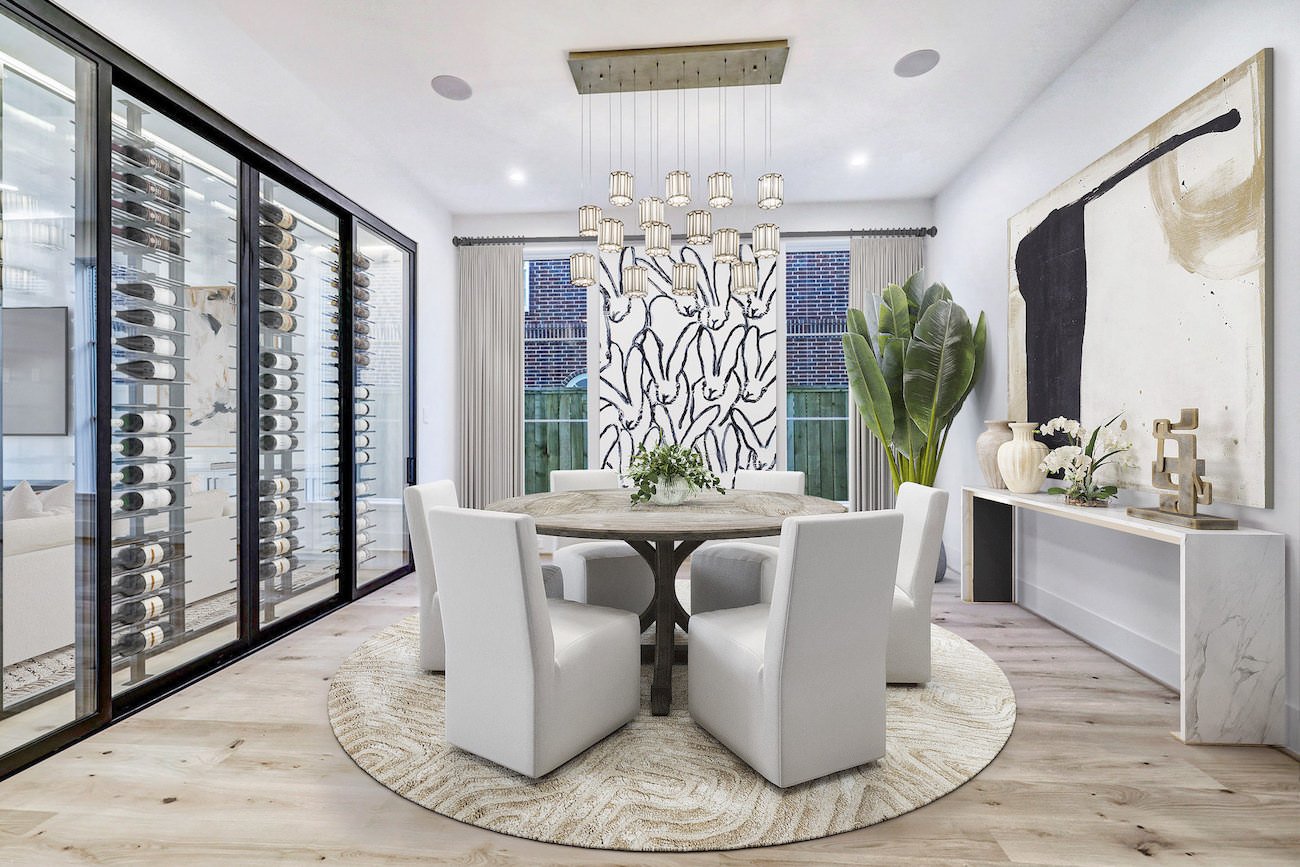 virtual staging dining room showing contemporary furniture in texas
