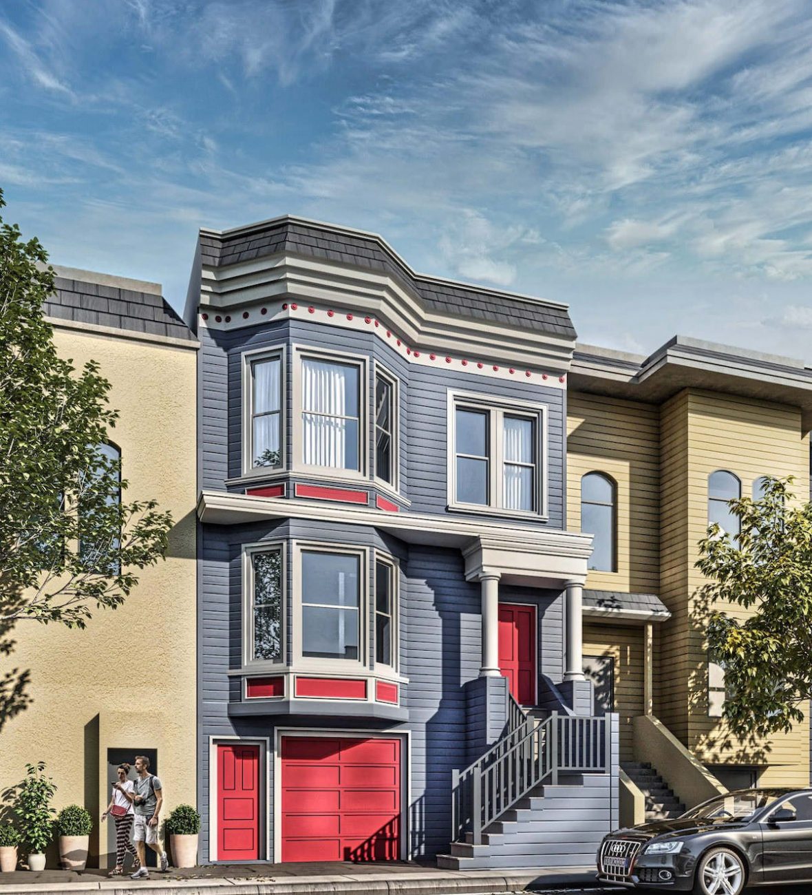 3d rendering of a walk up in San Francisco california